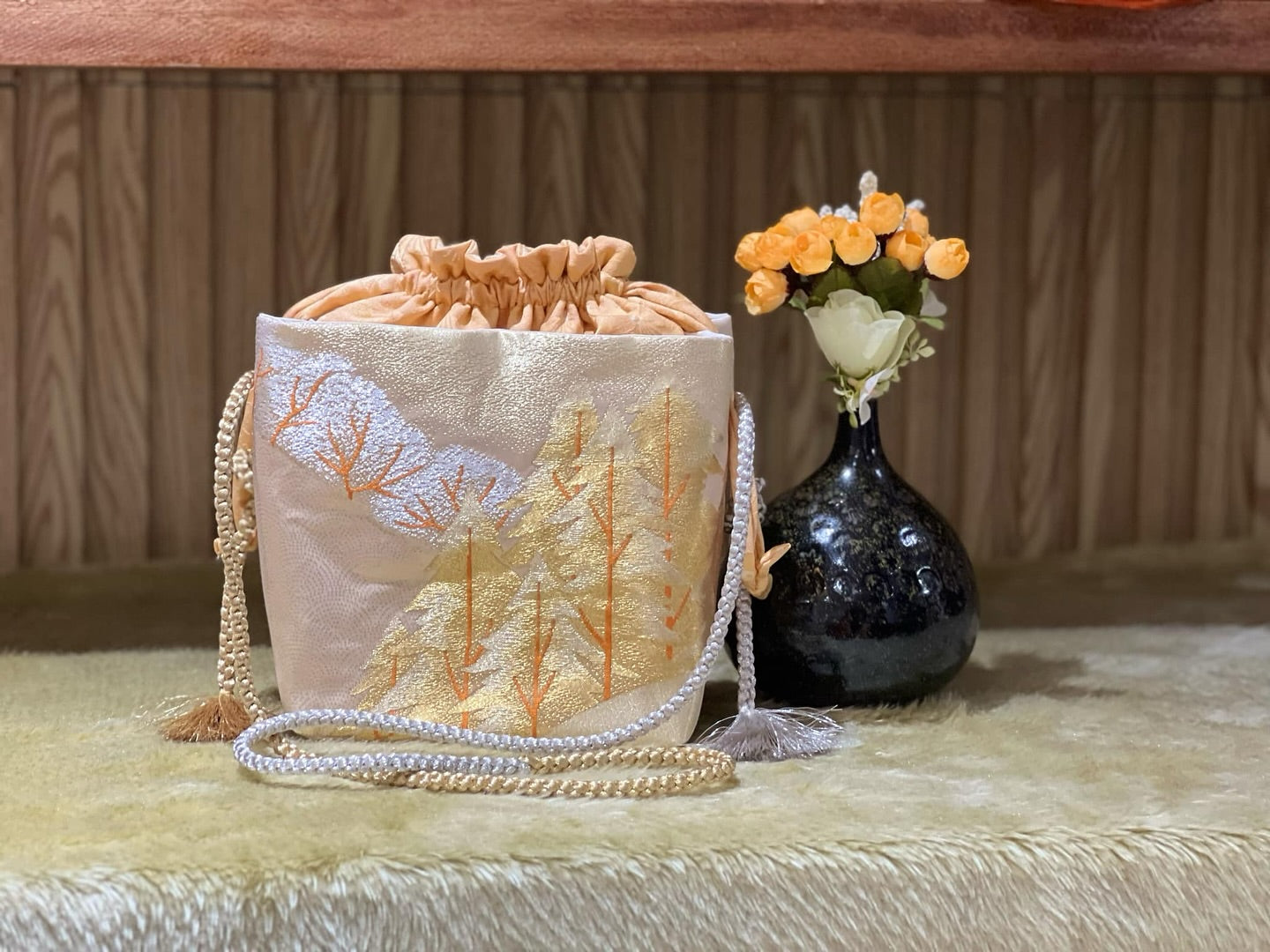 Cool Kimono Bucket Bag (Kimono-Obi-Obijime)
